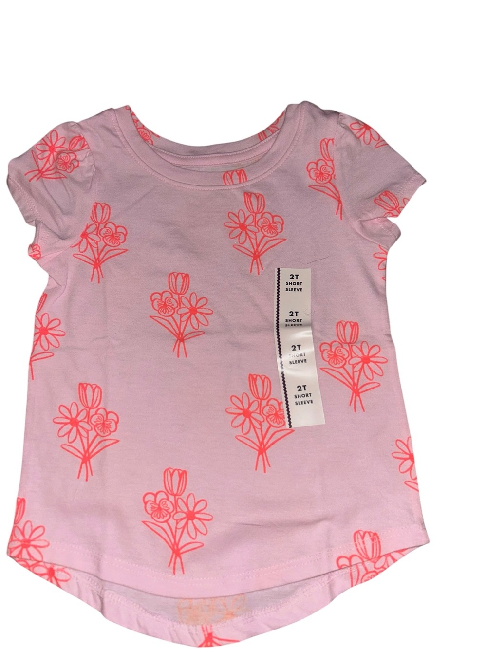Girls Pink Floral Short Sleeve Tee - 2T